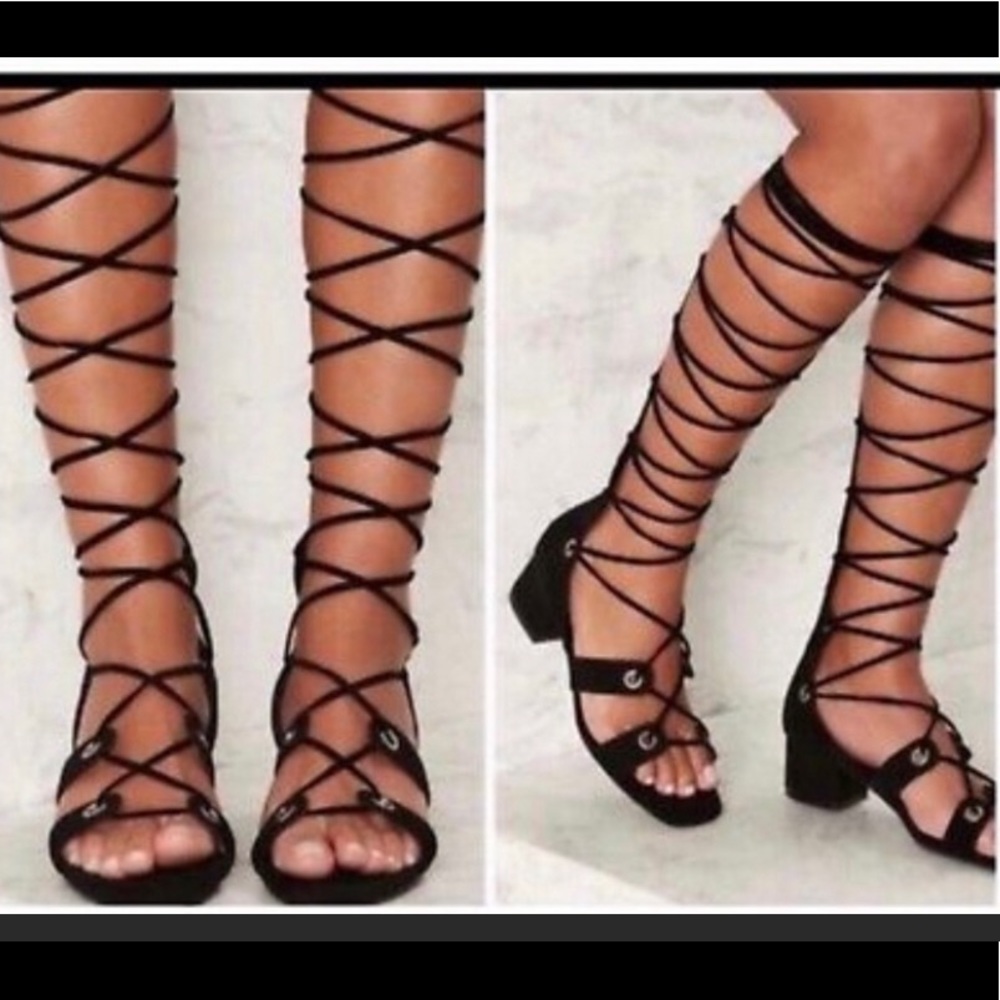 Jeffrey Campbell Black Lace-Up Sandals